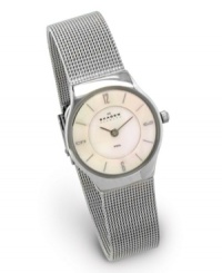 Elegant, ageless Danish design complemented with a Mother of Pearl dial and the fine line of a mesh band. Lifetime limited warranty. Elegant, ageless Danish design complemented with a Mother of Pearl dial and the fine line of a mesh band. Lifetime limited warranty.