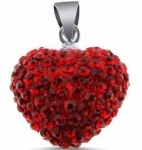 925 Sterling Silver Swarovski Ruby Cz Crytals Round Heart Pendant Large 15mm Heart Shape Pendant Slider 925 Sterling Silver Swarovski Ruby Cz Crytals Round Heart Pendant Large 15mm Heart Shape Pendant Slider