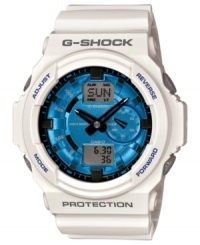 A shock to the system: this G-Shock analog-digital watch pairs functionality with fresh fashion. A shock to the system: this G-Shock analog-digital watch pairs functionality with fresh fashion.