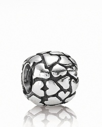 Cobbled hearts in sterling silver make for a beautiful PANDORA charm. Cobbled hearts in sterling silver make for a beautiful PANDORA charm.