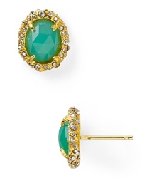 There's an heirloom-inspired quality to this pair of earrings from Alexis Bittar. Crafted of gold tone plate and inset with chalcedony stones, this pair is vintage at it's best. There's an heirloom-inspired quality to this pair of earrings from Alexis Bittar. Crafted of gold tone plate and inset with chalcedony stones, this pair is vintage at it's best.