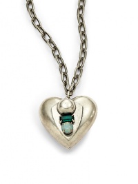 THE LOOKPendant silhouetteHeart pendantGreen Swarovski crystal accentsSilverplated settingTHE MEASUREMENTPendant width, about 1.5Pendant length, about 1.75Length, about 30ORIGINMade in USA THE LOOKPendant silhouetteHeart pendantGreen Swarovski crystal accentsSilverplated settingTHE MEASUREMENTPendant width, about 1.5Pendant length, about 1.75Length, about 30ORIGINMade in USA