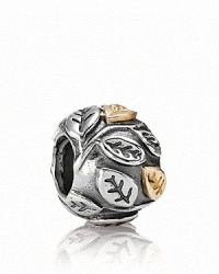 PANDORA's sterling silver tree of life charm features fabulous foliage in 14K gold. PANDORA's sterling silver tree of life charm features fabulous foliage in 14K gold.