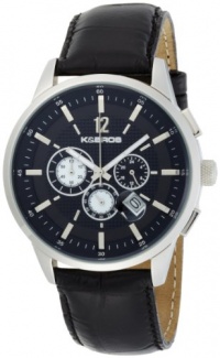 K&BROS Men's 9438-1 Steel Silver-tone Chronograph Black Leather Watch K&BROS Men's 9438-1 Steel Silver-tone Chronograph Black Leather Watch