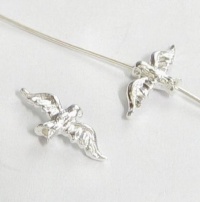 4 pcs .925 Sterling Silver Dove Bird Link Bead Spacer 15mm / Findings / Bright 4 pcs .925 Sterling Silver Dove Bird Link Bead Spacer 15mm / Findings / Bright