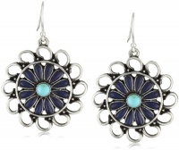 Lucky Brand Americana Blue Flower Openwork Antique Silver Drop Dangle Earrings JLRU6327 Lucky Brand Americana Blue Flower Openwork Antique Silver Drop Dangle Earrings JLRU6327