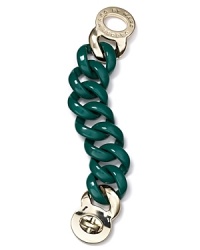 MARC BY MARC JACOBS super sizes its signature chain link bracelet. Boldly hued and accented by a turnlock closure, this piece is going to be big. MARC BY MARC JACOBS super sizes its signature chain link bracelet. Boldly hued and accented by a turnlock closure, this piece is going to be big.