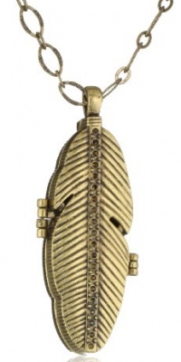 Lucky Brand Locket Gold Feather Necklace Lucky Brand Locket Gold Feather Necklace