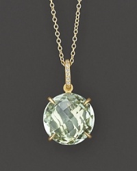 Pavé diamonds and green quartz sparkle in a 18K yellow gold setting. Pavé diamonds and green quartz sparkle in a 18K yellow gold setting.