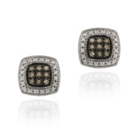 Sterling Silver 1/5ct TDW Champagne Diamond Square Earrings Sterling Silver 1/5ct TDW Champagne Diamond Square Earrings