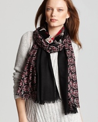 Fireworks and flowers make a chic pairing on this cozy woven Aqua scarf. Fireworks and flowers make a chic pairing on this cozy woven Aqua scarf.