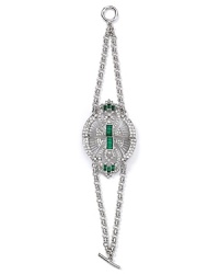 Designed for timeless elegance, a duo of silvery chains meet an ornate station on this Carolee bracelet, decorated with a toggle closure. Designed for timeless elegance, a duo of silvery chains meet an ornate station on this Carolee bracelet, decorated with a toggle closure.