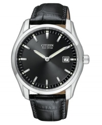 Clean watch design makes a stunning impact in black-on-black, by Citizen. Clean watch design makes a stunning impact in black-on-black, by Citizen.