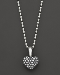 A beaded heart and chain give Lagos' sterling silver pendant necklace a downtown edge. Designed by Lagos. A beaded heart and chain give Lagos' sterling silver pendant necklace a downtown edge. Designed by Lagos.