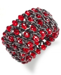 Seeing red can be a good thing, and this stretch bracelet from Style&co. ensures that. Crafted from hematite-tone mixed metal, the bracelet is adorned with numerous red beads for a stylish pop. Approximate length: 7 inches. Seeing red can be a good thing, and this stretch bracelet from Style&co. ensures that. Crafted from hematite-tone mixed metal, the bracelet is adorned with numerous red beads for a stylish pop. Approximate length: 7 inches.