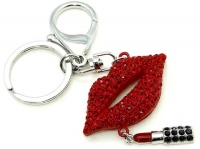 Gorgeous Sparkling Red Crystal Lips and Lipstick Charms Silver Plated Keychain/Key Chain Gorgeous Sparkling Red Crystal Lips and Lipstick Charms Silver Plated Keychain/Key Chain