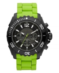 A bold sport watch from Michael Kors with bright greens and edgy black tones. A bold sport watch from Michael Kors with bright greens and edgy black tones.