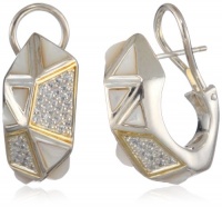 Kara Ross Pyramid Mother-Of-Pearl and White Sapphires Huggie Earrings Kara Ross Pyramid Mother-Of-Pearl and White Sapphires Huggie Earrings