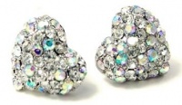 Adorable AB and Clear Crystal Embellished 1/2 Heart Stud Earrings Adorable AB and Clear Crystal Embellished 1/2 Heart Stud Earrings