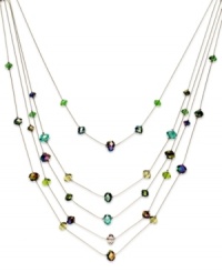 Colorful personality. This five-row necklace by c.A.K.e by Ali Khan showcases multi-colored glass beads (8-12 mm). Set in gold tone mixed metal. Approximate length: 20 inches + 3-inch extender. Approximate drop: 6 inches. Colorful personality. This five-row necklace by c.A.K.e by Ali Khan showcases multi-colored glass beads (8-12 mm). Set in gold tone mixed metal. Approximate length: 20 inches + 3-inch extender. Approximate drop: 6 inches.
