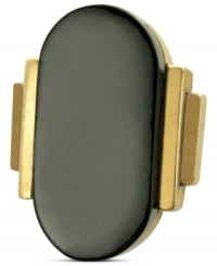 Understated elegance. T Tahari's ring, part of its Deco Lace Collection, is crafted from gold-tone mixed metal with an oval black stone at the center giving it a stylish touch. Size 8. Understated elegance. T Tahari's ring, part of its Deco Lace Collection, is crafted from gold-tone mixed metal with an oval black stone at the center giving it a stylish touch. Size 8.