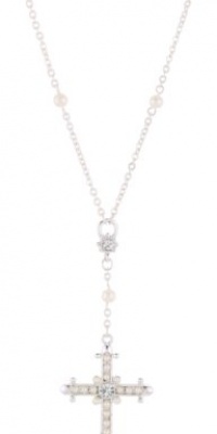 The Vatican Library Collection Silver-Tone Crystal Pearl Cross Necklace The Vatican Library Collection Silver-Tone Crystal Pearl Cross Necklace