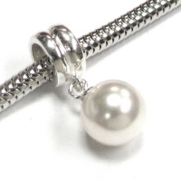 Sterling Silver Swarovski White Pearl Pendant Dangle Bead For Pandora Troll Chamilia European Charm Bracelets Birthstone June Sterling Silver Swarovski White Pearl Pendant Dangle Bead For Pandora Troll Chamilia European Charm Bracelets Birthstone June