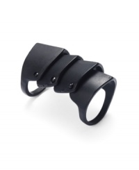 Fight, for your right, to accessorize! Bar III's ultra-trendy knuckle ring exudes edginess with a black matte plated mixed metal setting. Size 8. Fight, for your right, to accessorize! Bar III's ultra-trendy knuckle ring exudes edginess with a black matte plated mixed metal setting. Size 8.