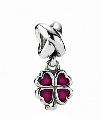Fuchsia enamel ups the fun factor on PANDORA's four-leaf clover charm. Fuchsia enamel ups the fun factor on PANDORA's four-leaf clover charm.