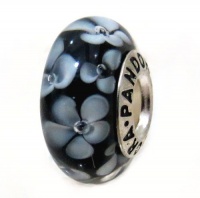 1 Sterling Silver 925 ALE Pandora Style & Hallmarked Pandora Inspired Murano Glass Charm Gray/ Grey Flowers Bead Fit Pandora Chamilia Biagi Charms Bracelet (Authentic 925) 1 Sterling Silver 925 ALE Pandora Style & Hallmarked Pandora Inspired Murano Glass Charm Gray/ Grey Flowers Bead Fit Pandora Chamilia Biagi Charms Bracelet (Authentic 925)