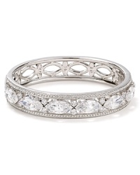Inset crystal stations take this silvery Nadri bangle somewhere decidedly elegant, sophisticated on your wrist at your next soiree. Inset crystal stations take this silvery Nadri bangle somewhere decidedly elegant, sophisticated on your wrist at your next soiree.
