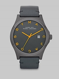 Marc Jacobs Henry Charcoal Dial Black Leather Unisex Watch MBM1216 Marc Jacobs Henry Charcoal Dial Black Leather Unisex Watch MBM1216