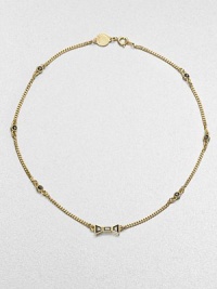 A delicate chain is dotted with faceted glass stones in a glistening silver golor with a graceful bow in front.Glass10k goldplated finishLength, about 19Spring ring claspImported A delicate chain is dotted with faceted glass stones in a glistening silver golor with a graceful bow in front.Glass10k goldplated finishLength, about 19Spring ring claspImported
