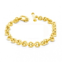 Bling Jewelry Classic Gold Vermeil Round Link Charm Toggle Bracelet Bling Jewelry Classic Gold Vermeil Round Link Charm Toggle Bracelet
