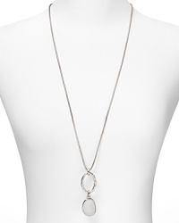 Introduce RJ Graziano's coolly, on-trend aesthetic into your jewel box with this silvery necklace, accented by a hammered pendant. It instantly updates every look. Introduce RJ Graziano's coolly, on-trend aesthetic into your jewel box with this silvery necklace, accented by a hammered pendant. It instantly updates every look.
