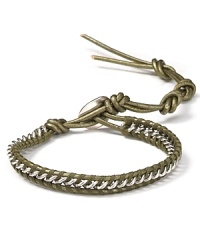 Designer Chan Luu takes eclectic accessorizing downtown with this leather and chain wrap bracelet. A cool contrast piece, it's sure to add an edge to your bracelet stack. Designer Chan Luu takes eclectic accessorizing downtown with this leather and chain wrap bracelet. A cool contrast piece, it's sure to add an edge to your bracelet stack.