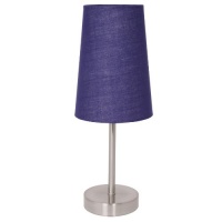 Home Design Brushed Nickel Table Lamp with Blue Fabric Shade Home Design Brushed Nickel Table Lamp with Blue Fabric Shade