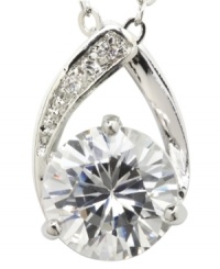 Be brilliant this season. City by City's beautiful embellished pendant cradles a round-cut clear cubic zirconia (4-5/8 ct. t.w.). Set in silver tone mixed metal. Nickel-free for sensitive skin. Approximate length: 15 inches + 3-inch extender. Approximate drop: 3/4 inch. Be brilliant this season. City by City's beautiful embellished pendant cradles a round-cut clear cubic zirconia (4-5/8 ct. t.w.). Set in silver tone mixed metal. Nickel-free for sensitive skin. Approximate length: 15 inches + 3-inch extender. Approximate drop: 3/4 inch.
