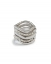 GUESS Silver-Tone Curve Ring Set, SILVER (7)