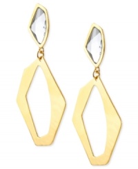 Go for the bold with this pair of drop earrings from Robert Lee Morris. Crafted from gold-tone mixed metal, the geometric earrings dazzle with glass stones for a lustrous effect. Approximate drop: 3 inches. Go for the bold with this pair of drop earrings from Robert Lee Morris. Crafted from gold-tone mixed metal, the geometric earrings dazzle with glass stones for a lustrous effect. Approximate drop: 3 inches.