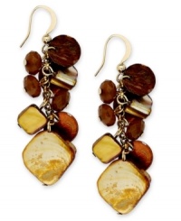 Quite the catch. Style&co. goes fishing with these multi-stone and shell hook earrings. Crafted from gold tone mixed metal. Approximate drop: 1-3/4 inches. Quite the catch. Style&co. goes fishing with these multi-stone and shell hook earrings. Crafted from gold tone mixed metal. Approximate drop: 1-3/4 inches.
