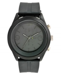 Your trusty sidekick. Wear-everywhere watch by Unlisted crafted of gray silicone strap and round gray-plated mixed metal case. Glossy gray dial features numerals at three and nine o'clock, stick indices, three hands and logo. Quartz movement. Splash resistant. Two-year limited warranty. Your trusty sidekick. Wear-everywhere watch by Unlisted crafted of gray silicone strap and round gray-plated mixed metal case. Glossy gray dial features numerals at three and nine o'clock, stick indices, three hands and logo. Quartz movement. Splash resistant. Two-year limited warranty.
