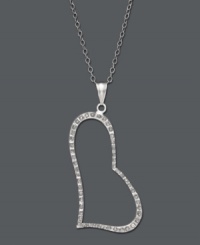 Express your feelings through fashion. This elegant asymmetrical heart shines with the addition of sparkling diamond accents. Crafted in sterling silver. Approximate length: 18 inches. Approximate drop: 1-1/4 inches. Express your feelings through fashion. This elegant asymmetrical heart shines with the addition of sparkling diamond accents. Crafted in sterling silver. Approximate length: 18 inches. Approximate drop: 1-1/4 inches.