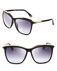 The ultimate dose of star power, these oversized MICHAEL Michael Kors sunglasses are embellished with alluring metal trim. The ultimate dose of star power, these oversized MICHAEL Michael Kors sunglasses are embellished with alluring metal trim.