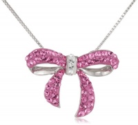 Carnevale Sterling Silver Pink Bow with Swarovski Elements Necklace, 18 Carnevale Sterling Silver Pink Bow with Swarovski Elements Necklace, 18