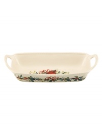 Perfect for sticky buns and Christmas stollen, the Winter Greetings bread basket from Lenox's collection of serveware and serving dishes combines everything that's most beautiful about the season in fine ivory porcelain. Perfect for sticky buns and Christmas stollen, the Winter Greetings bread basket from Lenox's collection of serveware and serving dishes combines everything that's most beautiful about the season in fine ivory porcelain.