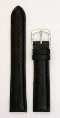 Men's Padded Genuine Leather Watchband - Color Black Size: 22 MM Regular Men's Padded Genuine Leather Watchband - Color Black Size: 22 MM Regular