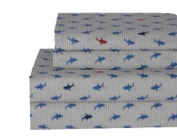 Tommy Hilfiger Pillow Case and Print Sheet Set, Queen, Shark Attack Blue Tommy Hilfiger Pillow Case and Print Sheet Set, Queen, Shark Attack Blue