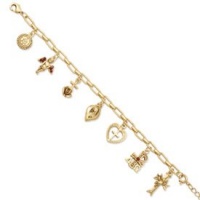 Gold-tone Sacred Symbols Religious Charm Bracelet 7 Inch with 1 Inch Extender - Vatican Library Collection Gold-tone Sacred Symbols Religious Charm Bracelet 7 Inch with 1 Inch Extender - Vatican Library Collection