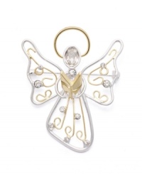Hark! The Herald Angel's sing. Charter Club's beautifully-crafted angel pin features an intricate, cut-out design in silver and gold tone mixed metal with sparkling round and oval-cut crystals. Item comes packaged in a signature gift box. Approximate size: 2-1/4 inches. Hark! The Herald Angel's sing. Charter Club's beautifully-crafted angel pin features an intricate, cut-out design in silver and gold tone mixed metal with sparkling round and oval-cut crystals. Item comes packaged in a signature gift box. Approximate size: 2-1/4 inches.